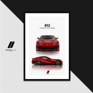 Ferrari Supercar 812 Competizione | Print Poster Artwork | Birthday, Wall Print, Petrolhead Christmas gift