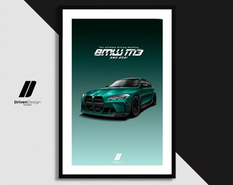 BMW M3 G80 | Print Poster Artwork | Birthday, wall print, fathers day