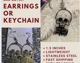 Star Wars Stainless Steel Key Chain or Earrings Bad Batch Skull Clone Force 99