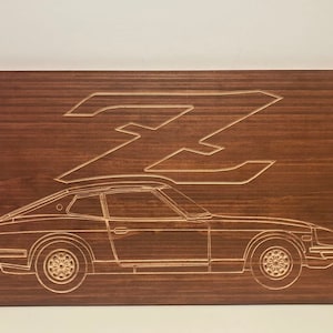 Datsun 240Z 260Z 280Z 2+2 Wood Wall Sign | 1969-1973 S30 Line Drawing for the Garage not 280ZX