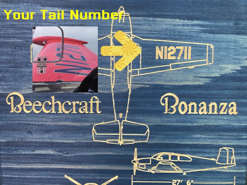 Custom Beechcraft Bonanza Blueprint Art: Pilot Gift, Hangar Decor - Etsy