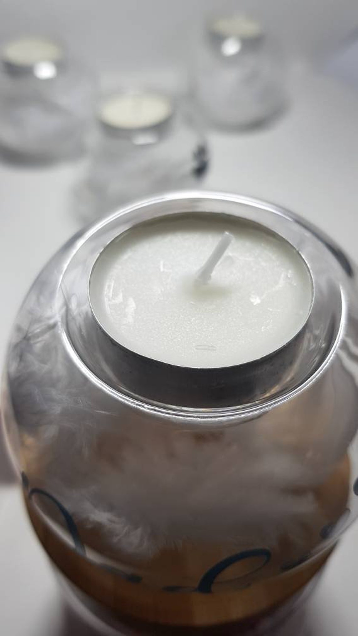 Memorial tea light holder. Glass remembrance tea light. Glass Etsy