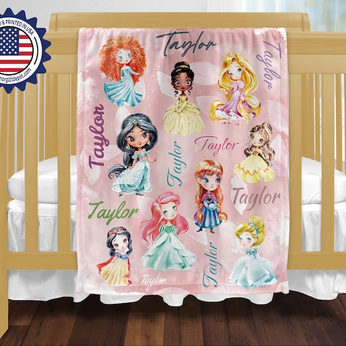 Personalized Princess Baby Blanket Custom Princess Baby Etsy