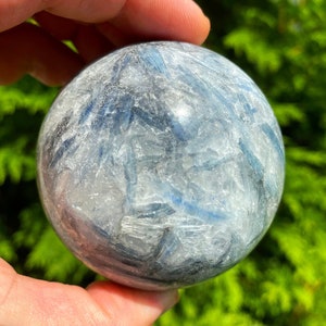 70mm Blue Kyanite in Quartz Sphere, 1.33 LBS