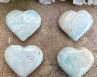 Calming Caribbean Calcite Large Hearts (You Choose)