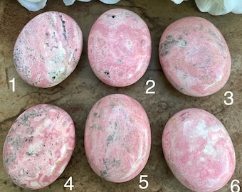 Peruvian Rhodonite Palm Stones, Top Grade (You Choose)