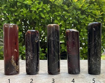 Dark Indonesian Amber Harmonizers, Hand-Carved (You Choose)