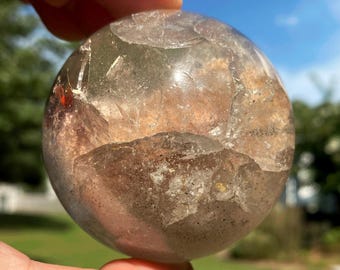 67mm Lodolite Quartz Sphere w/Hematite Inclusion, 404 Grams