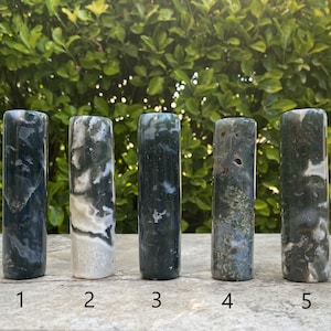 Mesmerizing Moss Agate Harmonizers, Hand-Carved (You Choose)