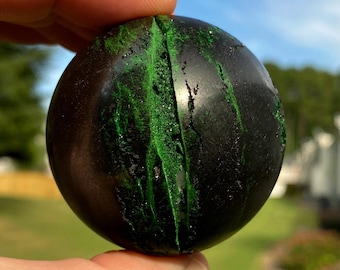 RARE 56mm Uvarovite Sphere w/Sparkling Druzy