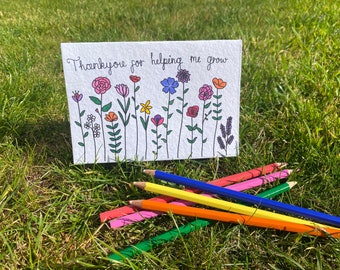 Thank you for helping me grow - Thank you teacher card - Teacher - Teaching Assistant - Thank you card - Personalised - Plantable - Flower