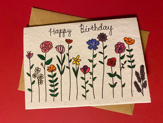 Beautiful flowers Mother’s Day card - Wildflower seed card - Plantable card - Birthday card - Mum - Personalised