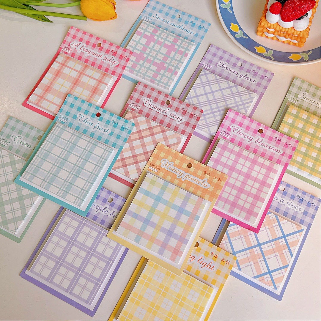 Pastel Color Grid Post It Note/ Sticky Memo Pad - Etsy