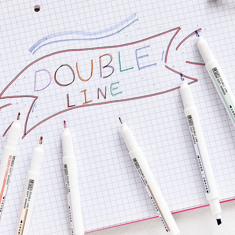 Two Line Drawing Pens 6 Pcs Double Lines Pen 3D Bible Journaling Pens  Double Line Outline Pen Christmas Gifts For Kids Friends