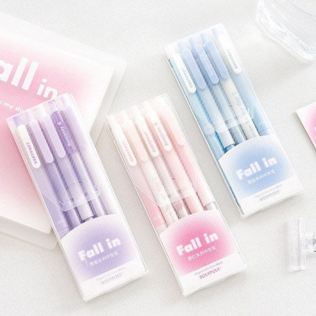 Rosyposy Fall in Gel Pen/ Set of 5 Aesthetic Black Ink Gel Pen Etsy