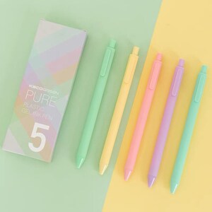 Juego de 5 bolígrafos de tinta de gel retráctiles Kaco Pure, tinta de color macarrón, tintas de punta extrafina de 0,5 mm para libros de colorear para adultos, garabatos artesanales