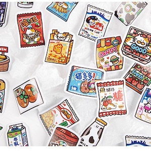 IFM Pack of 46 Asian Food Snack with cat Decorative Stationery Stickers Journaling Sticker