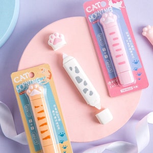 Kawaii 2 en 1 Cat Paw Correction Tape / Dot Glue Tape, Kawaii Office Supplies / Student Supplies Papeterie