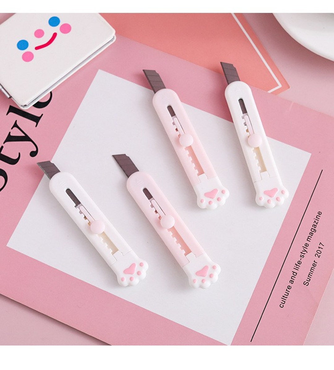  3 Pack Cloud Box Cutter Retractable, Mini Safety Box Cutter  Package Opener Cute Pocket Knife Aesthetic School Supplies Office Supplies  for Women : Office Products