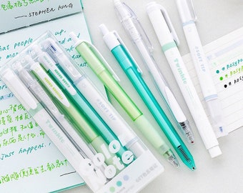 RosyPosy Color Note Gel Pen and highlighter set / Set of 5 Aesthetic colored ink gel pen set, Retractable gel pen set, ST nib gel pen