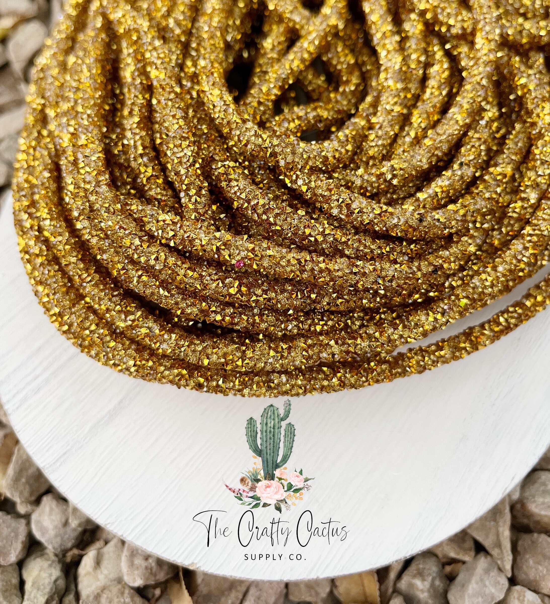 1 Yard Gold Chunky Rhinestone Glitter Rope, #85 Rope Earring Making ...