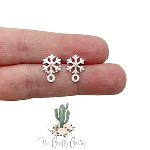 6pcs Snowflake Pearl Earring Post Stud Connectors, #165 snowflake earring stud, earring making, white earring stud, metal studs, snowflake