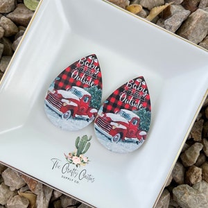 2.25” 2 pc. Christmas Printed Wood Earrings, wood findings, wood blank, earring making, wooden earrings