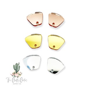 8pcs Mirror Acrylic Top Stud Connectors, earring connectors, acrylic earring pieces, earring making, mirror pieces for stud earrings