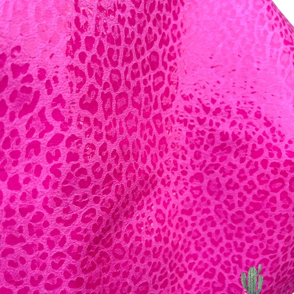 4”x6” Glossy Leopard on Hot Pink Buttercream Nubuck Leather Sheets, genuine leather, cowhide leather, leopard leather, cheetah leather
