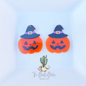 4pcs Pumpkin Acrylic Earring Pieces, acrylic findings, earring findings, earring making, acrylic earring making, Halloween acrylics