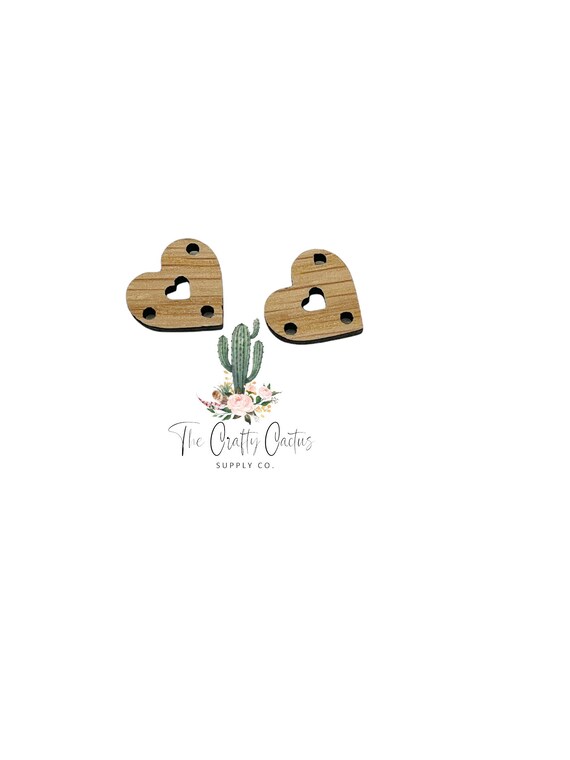 6pcs MINI BOHO Heart Wooden Pieces That Go With Crafty Cactus Mini Boho Fringe Die Wooden Connectors Wood Findings Etsy Canada