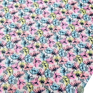 8”x10” Spring Floral Cork backed Leather Sheets, genuine leather, cowhide leather, cork on leather, Spring leather, spring flowers