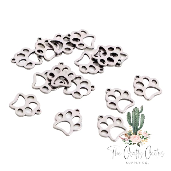 6pcs Paw Stainless Steel Charms, jewelry making, earring charms, dog  charms, earring making, charms for earrings, jewelry charms