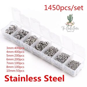 Stainless Steel jump rings box set, multiple sizes silver jump rings, earring making supplies, earring findings, jump rings, earring making
