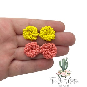 20mm 2pc Braided Seed Beaded Stud Earring Post Connector, earring making, seed beaded studs, Pom Pom earrings, word earring connector