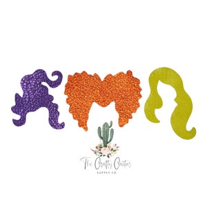 Troquel de Halloween de 2" con pelo de bruja grande, troqueles de corte n.° 200, pelo de Pocus, troqueles de regla de acero, troquel de bruja, fabricación de moños, troquel de bruja