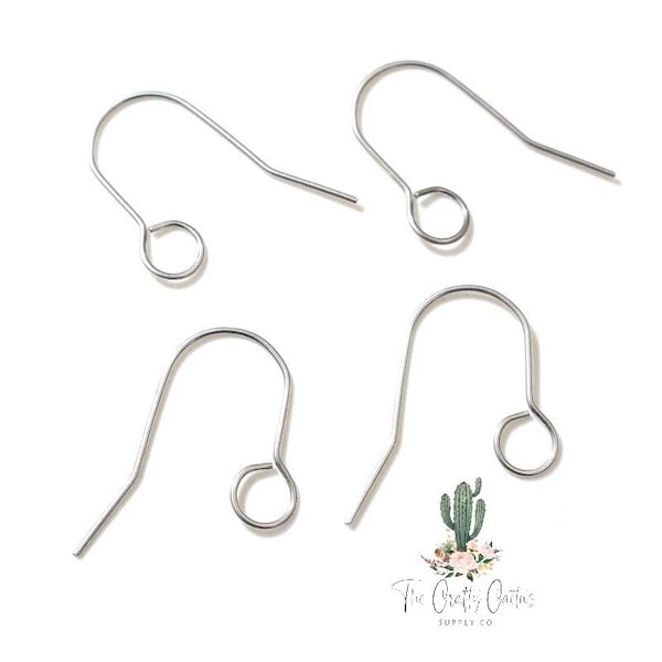 20pc NEWER VERSION 7mm Loop Stainless Steel Silver Hook Earring Findings, #3 earring hooks, earring findings, earring hardware, fish hooks