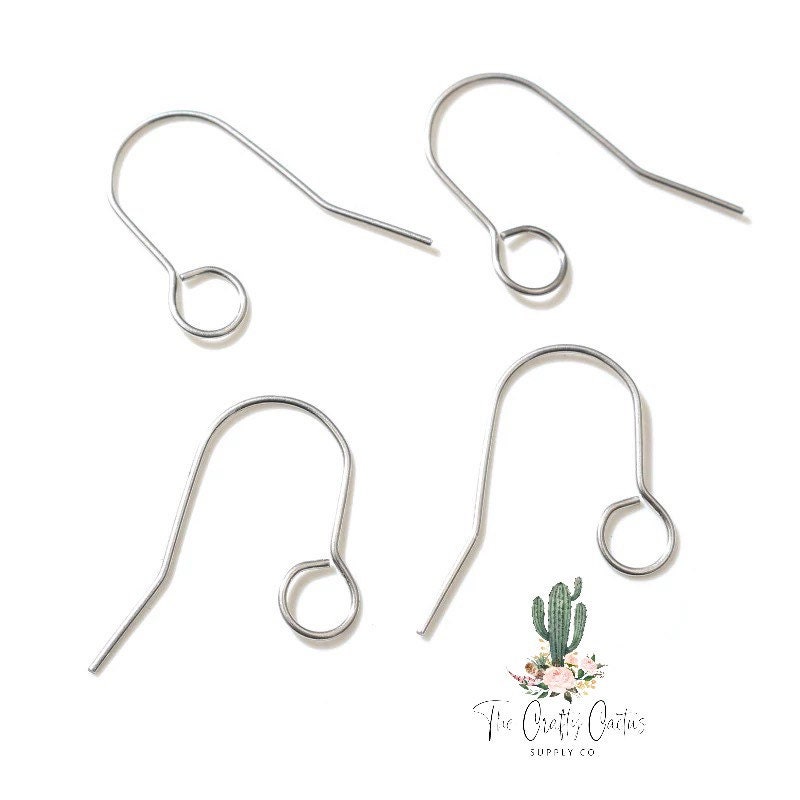 Earring Hook Hardware Silver Surgical Hypoallergenic Stainless Steel