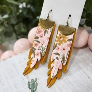 3” and 2.5” Split Fringe Feather Dangle Earring Cutting Die, #131 earring die, fringe die, feather earring die, steel ruled die, feather die