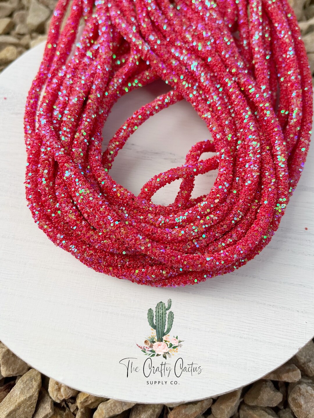 1 Yard Bright Red Glitter Rope, #22 Rope Earring Making, Earring Making ...