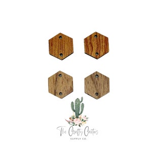 8pcs Wood Top Hexagon Connectors, wooden earring connectors, wood earring pieces, earring making, wood hexagon connectors