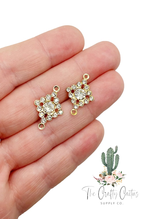 6pc CZ Rhinestone Diamond Earring Connector Charms, #107 jewelry making,  earring charms, earring making, earring charms, jewelry findings