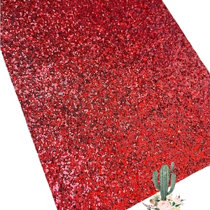 Solid Red Premium Faux Leather Glitter Sheet with felt backing, #55 chunky glitter faux leather, vegan leather, Red chunky glitter sheet