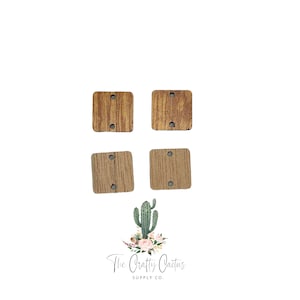 8pcs 17mm Wood Top Square Connectors, wooden earring connectors, wood earring pieces, earring making, wood square connectors