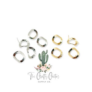 17mm Circle 6pc Gold Earring Post Connector, #43 gold earring stud, earring making, circle stud, metal earring studs, earring connectors