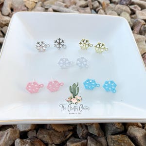 6pcs Snowflake Earring Post Stud Connector, #440 earring stud, earring making, snowflakes earring stud, earring studs, snowflake connectors
