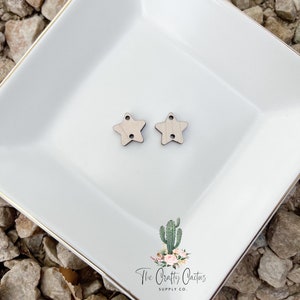8pcs 15mm Wood Star Connectors, wooden earring connectors, wood earring pieces, earring making, wood star connectors, Christmas connectors