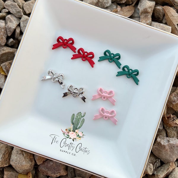 6pcs Bow Earring Connectors, #365 jewelry making, bow charms, earring making, bow connectors, earring connectors