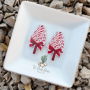 2.17” 2 pc. Christmas Peppermint Stained Wood Earrings, # wood findings, wood blank, earring making, wooden earrings