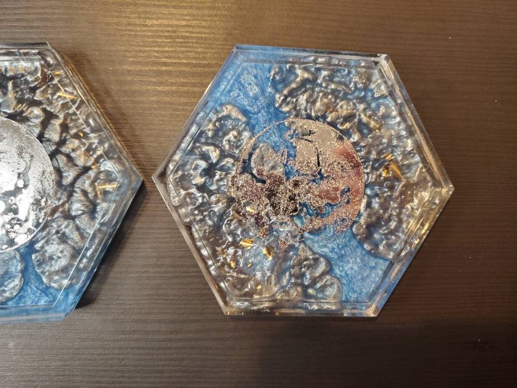 Grandes posavasos azules de luna llena | Etsy